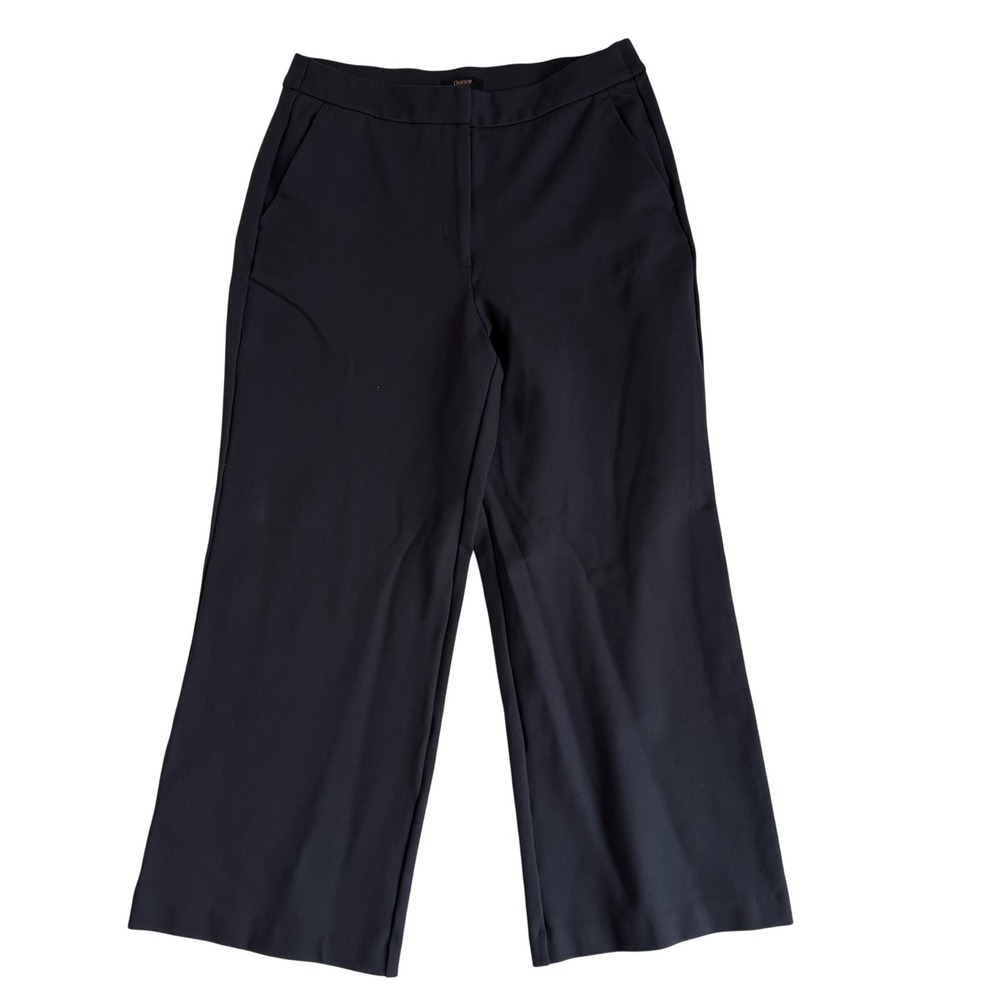 Quince Navy Blue Wide Leg Professional Trousers Women Size 14 Stretch Work Pants